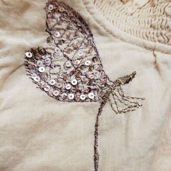 🩵NWT Free People Peach "The Garden" Dragonfly Sequin Sleeveless Top Medium - Picture 7 of 12